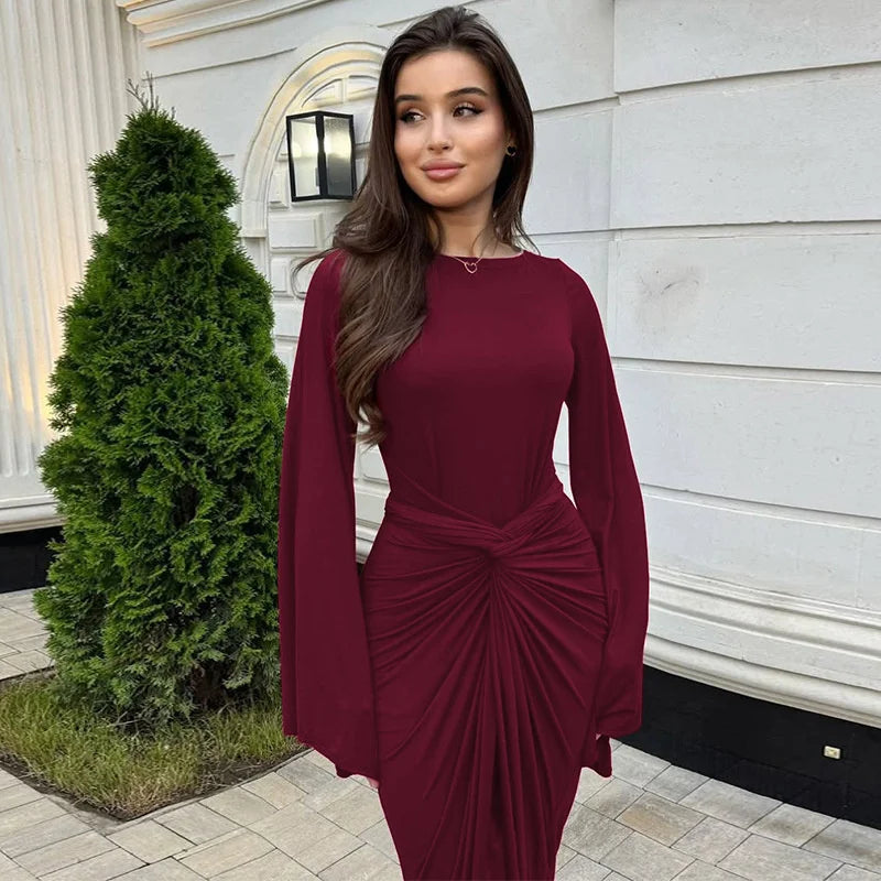 Fiorina | Draped Elegance Maxi Dress