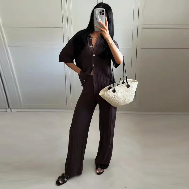 Lyselle | Chic Knit Cardigan & Trousers Set