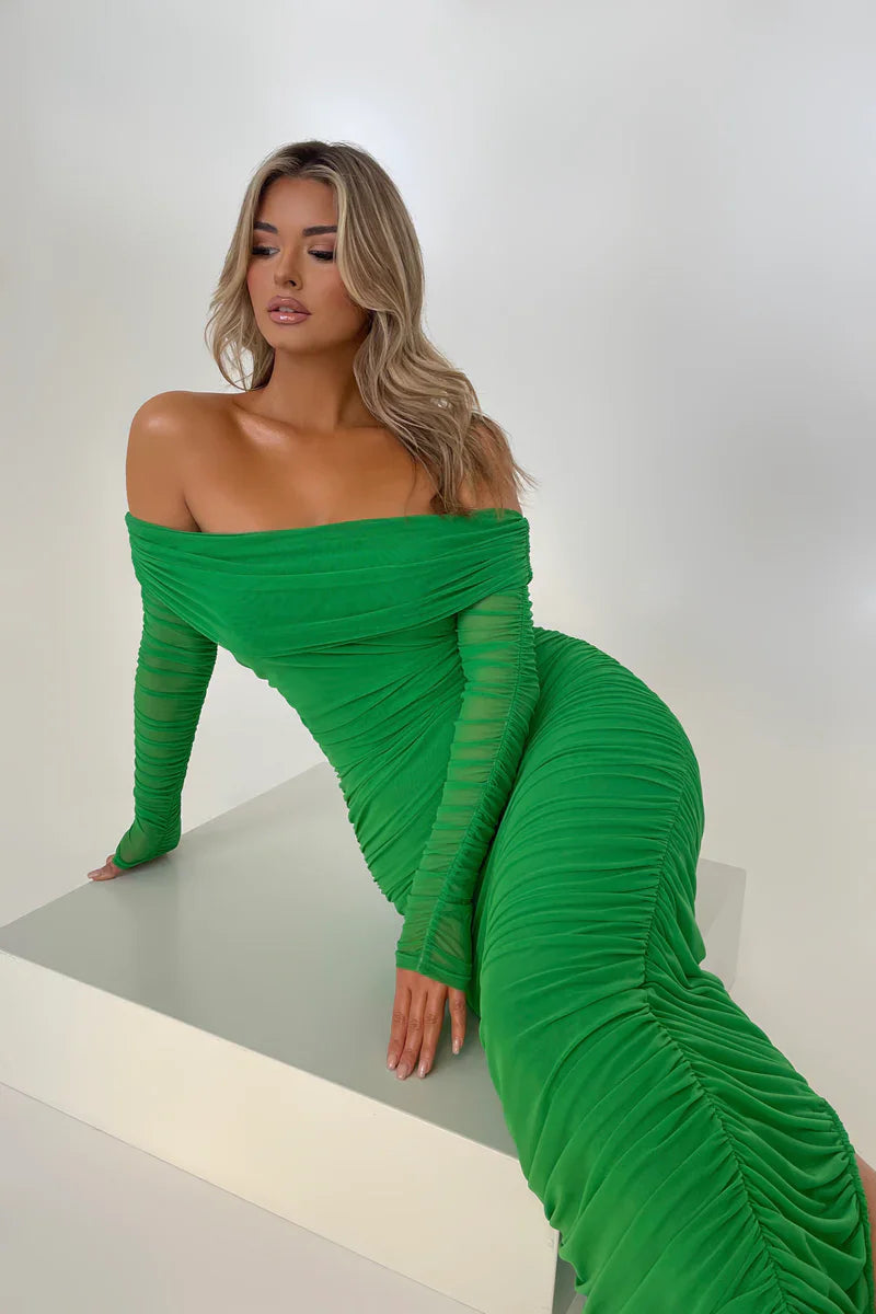 Elowira | Ruched Off-Shoulder Maxi Dress