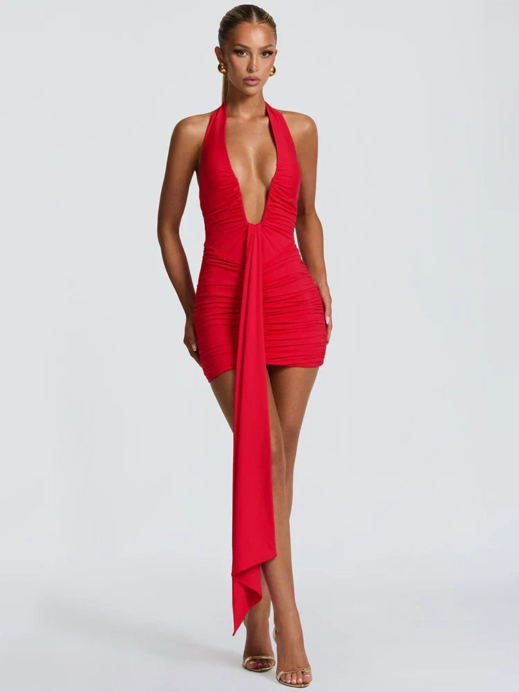 Belliora | Draped Halter Mini Dress