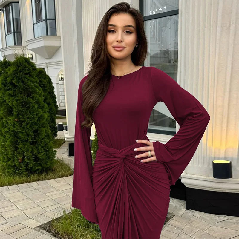 Fiorina | Draped Elegance Maxi Dress