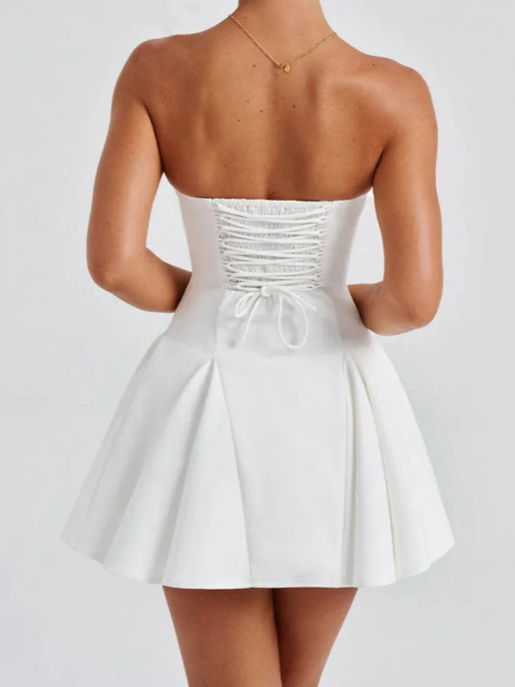 Amoria | Bow Detail Strapless Mini Dress