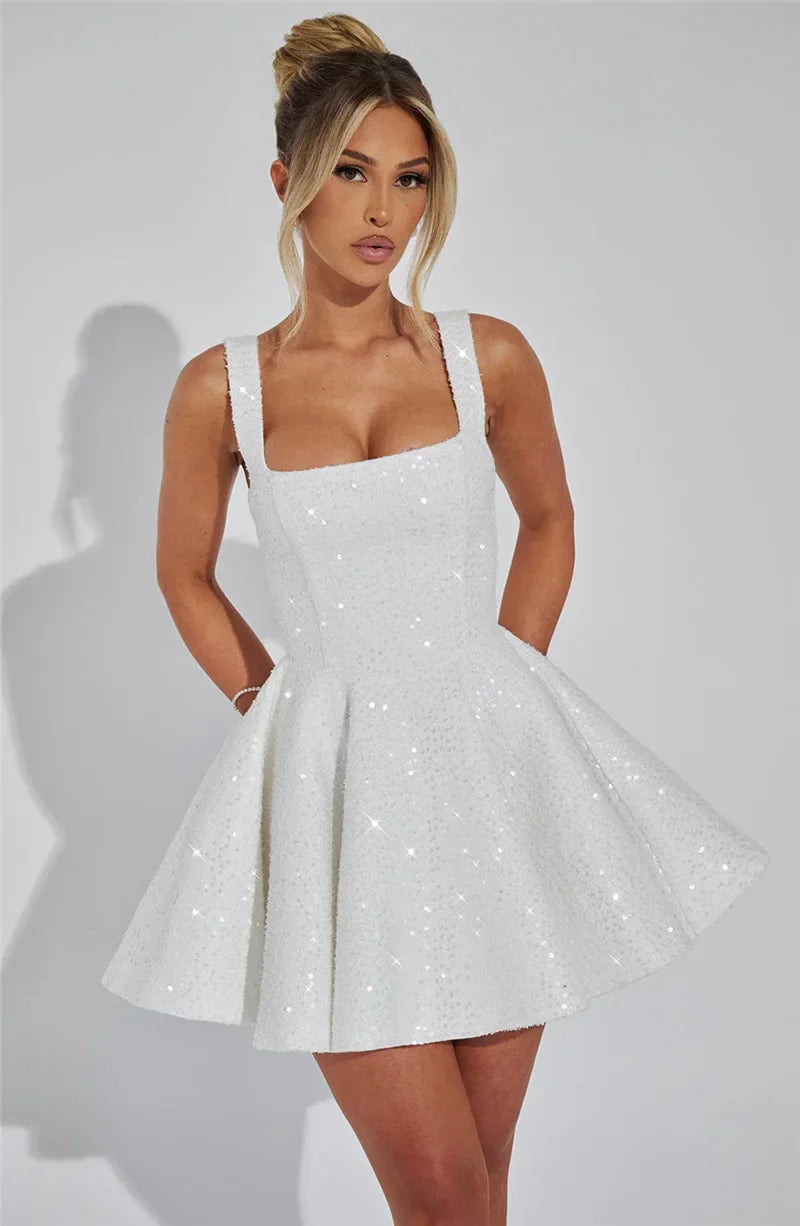 Novaria | Sequin Bow A-Line Mini Dress