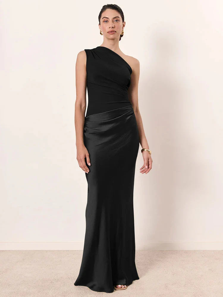 Coraline | Satin One-Shoulder Maxi Dress