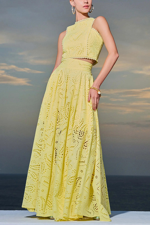 Eliana Two-Piece Set – Summer Look with Maxi Skirt & Embroidery