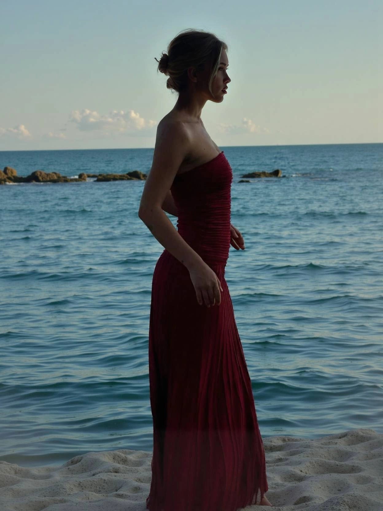 Ruby Glow Strapless Dress